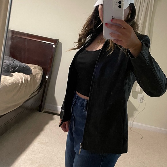 Nine West Black 100% Leather Jacket Women’s Size S - Picture 3 of 9